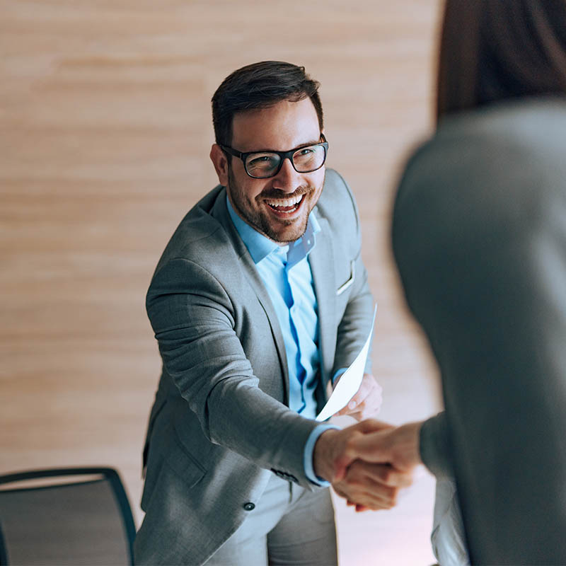 Manager handshake with job applicant, portrait, copy space. Manager handshake with job applicant, portrait, copy space.
